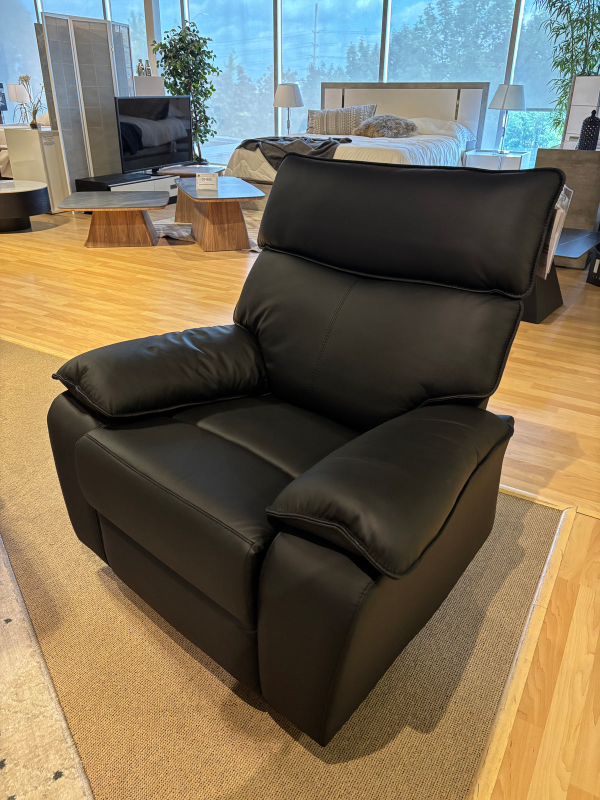Model 99087 black leather recliner chair front view
