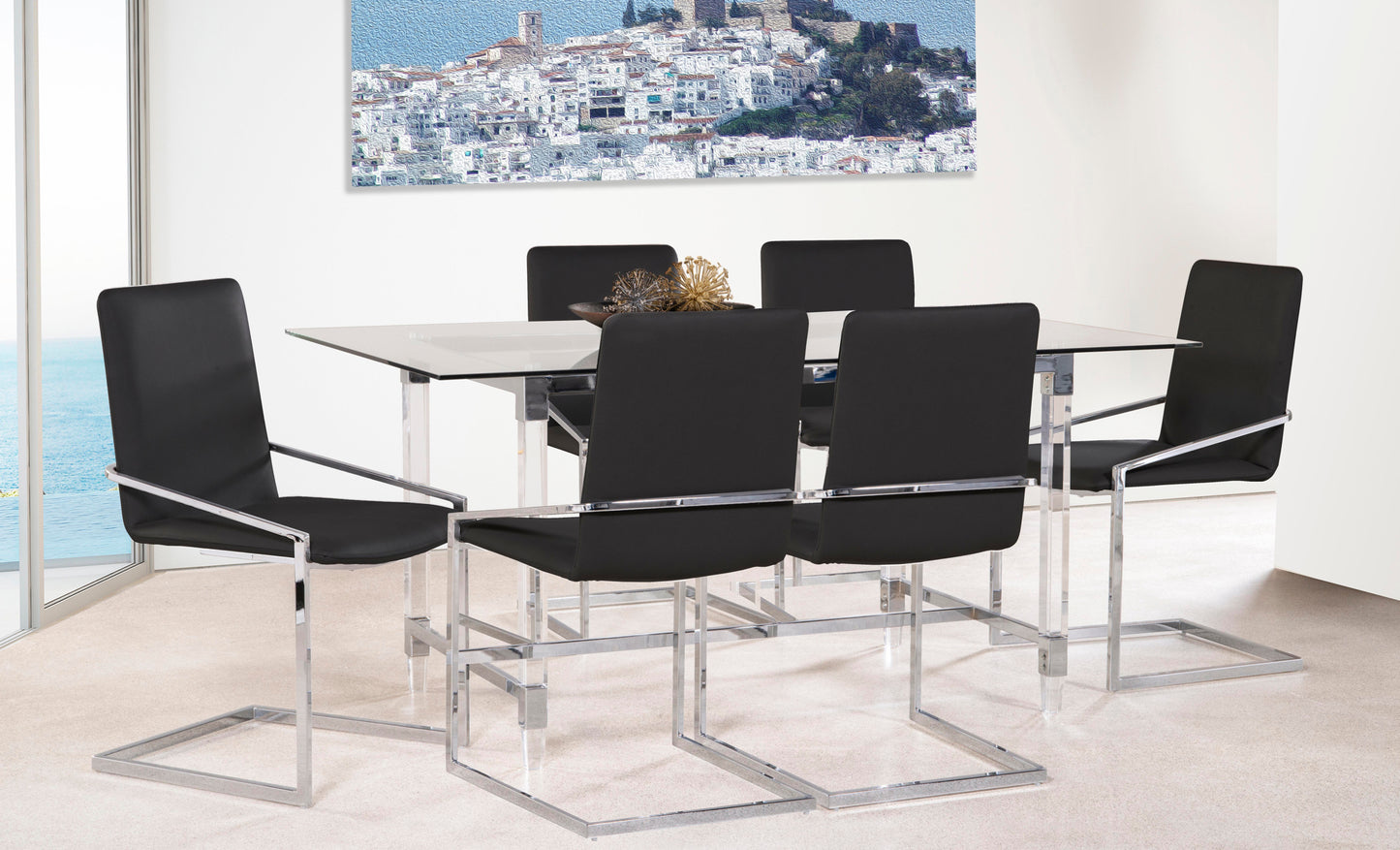 Glass top Acrylic Legs Dining Table 3656-64 Limited Stocks Toronto