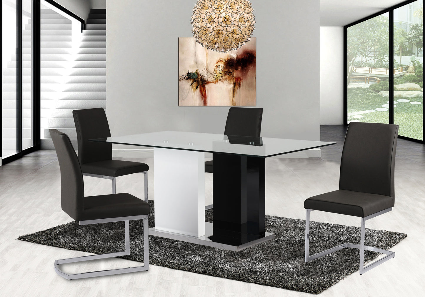 Glass top Dining Set Model 6848/6826S-BK Toronto Stocks