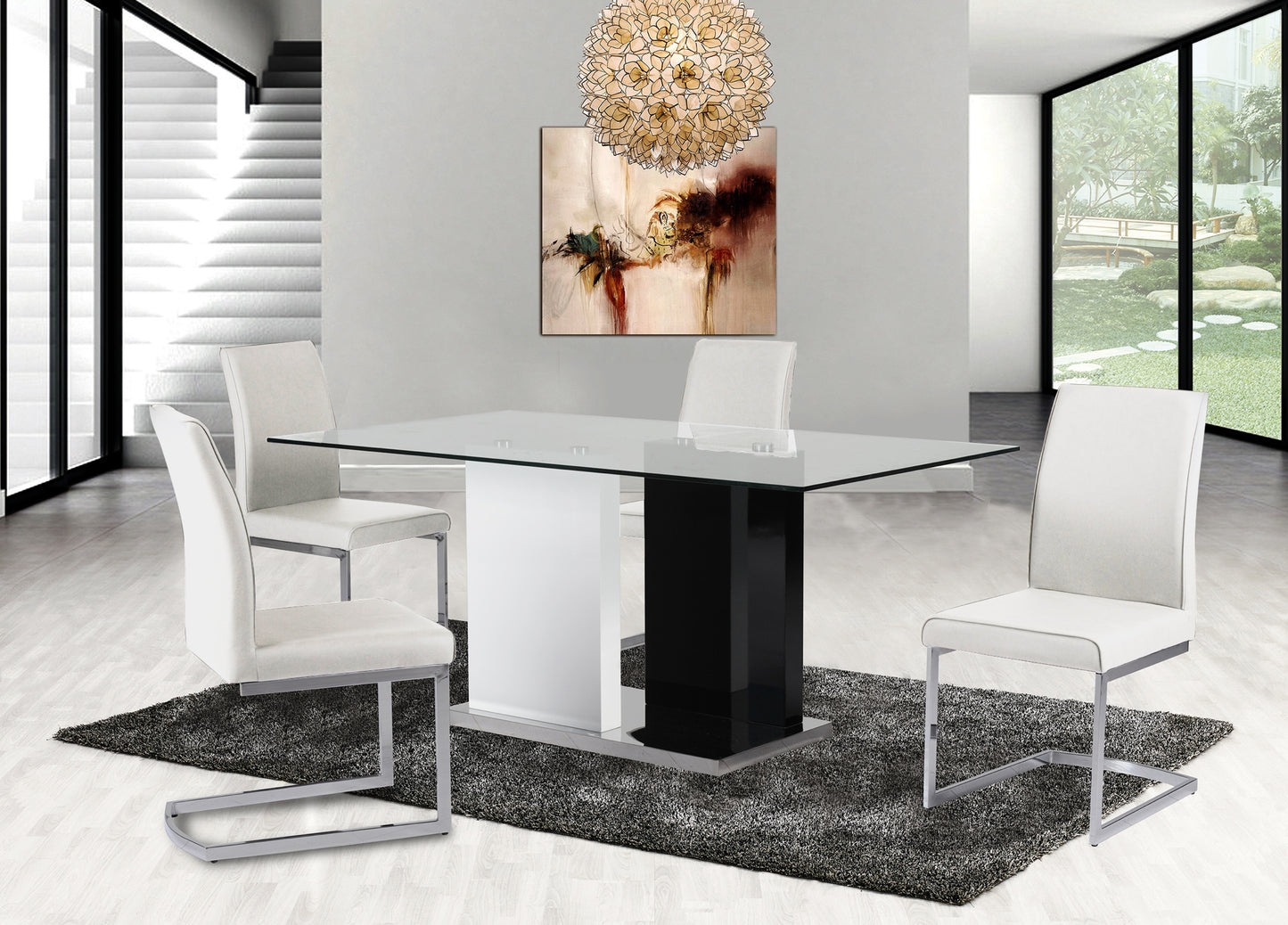 Glass top Dining Set Model 6848/6826S-WT Toronto Stocks
