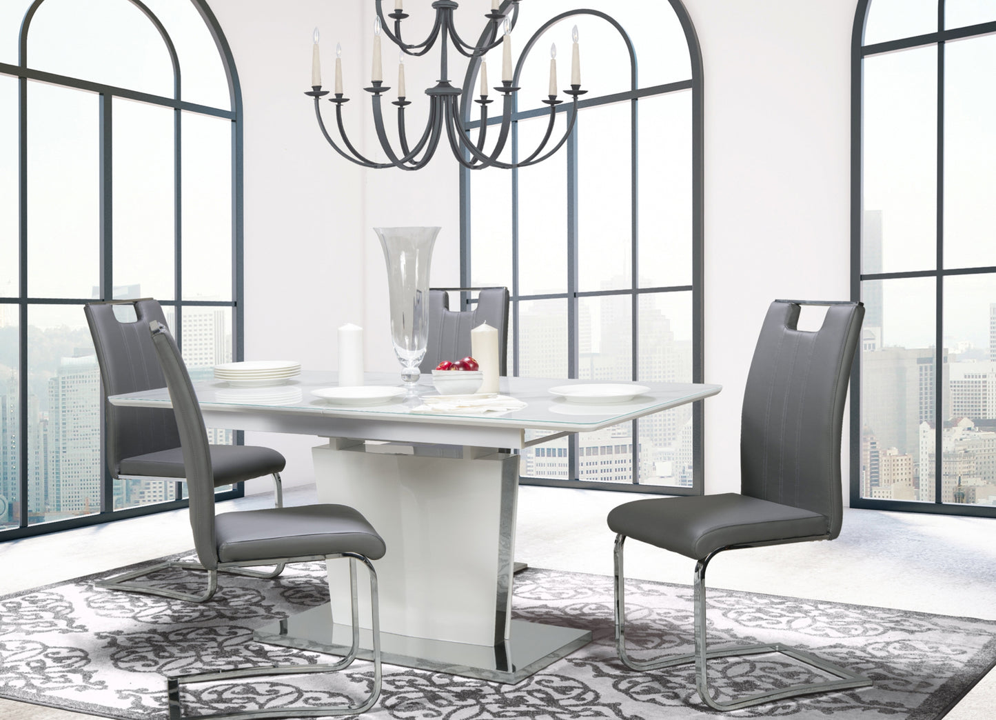 Glass top Dining Set Model 6846/738s4n-GY Toronto Stocks