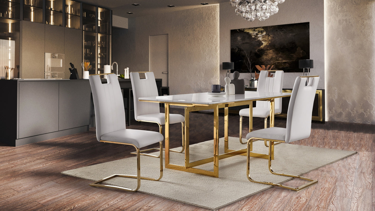 Marble Top Dining Set 7 pc golden legs Model 7451 Two colors Chairs option Toronto Stocks