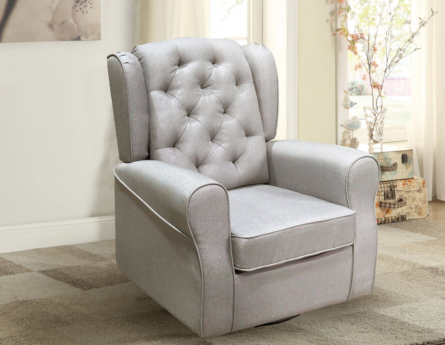Model 92068LGY-1G Swivel Glider Chair, Light Grey Toronto Stocks