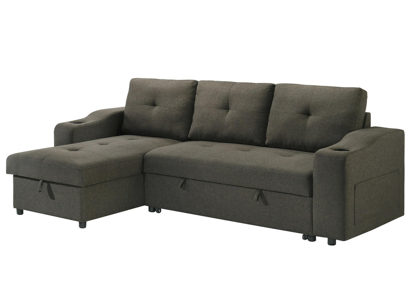 Model 99034BRGSS Sectional with Pull-out Sleeper and Reversible Storage Chaise, Toronto Stocks