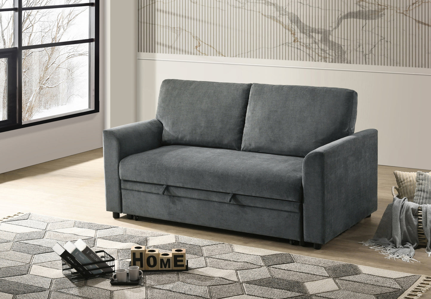 Model 99081GY-3CL Sofa Bed, Grey Fabric , Toronto. stocks