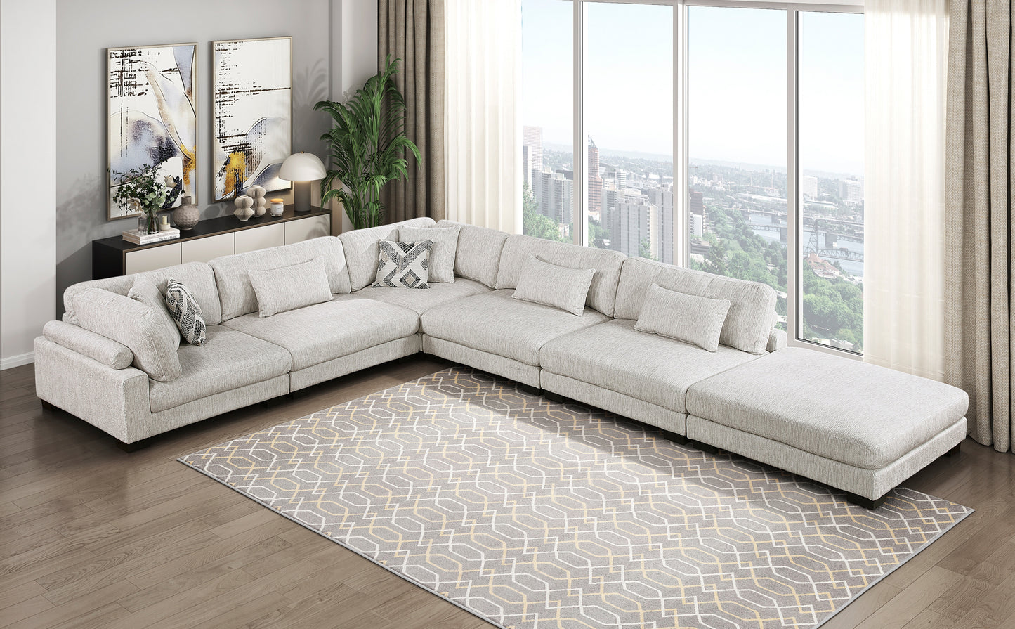 Model 9555BEG*62CR3ACOT 6-Piece Modular Sectional with Ottoman.Toronto stocks