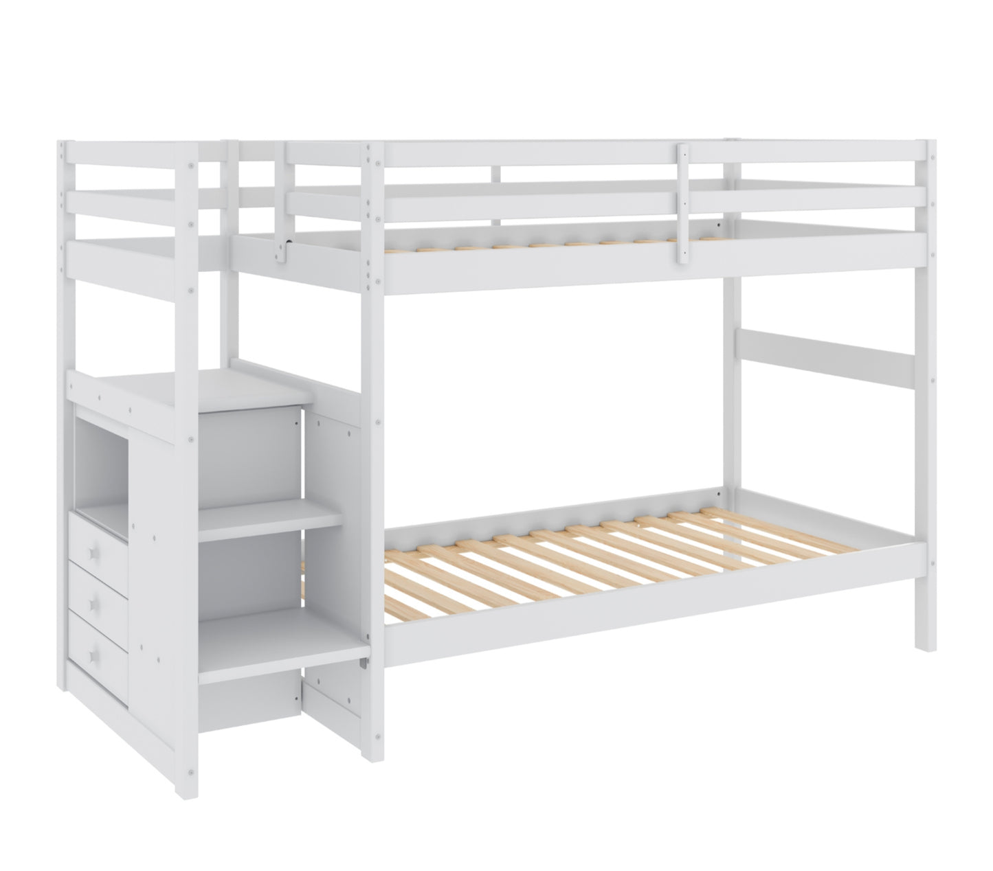 Model B2005TTWH Twin over Twin Bunk Bed with Steps & Storage, Toronto Stocks