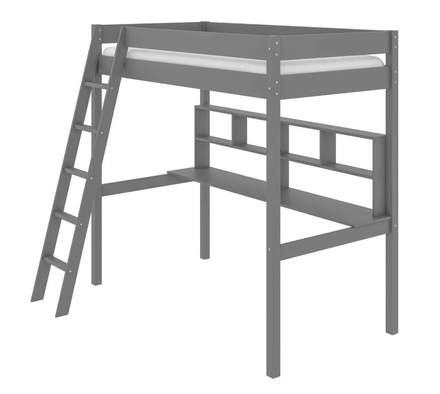 Model B2006TLGY Twin Loft Bunk Bed with Desk, Light Grey , Toronto Stocks