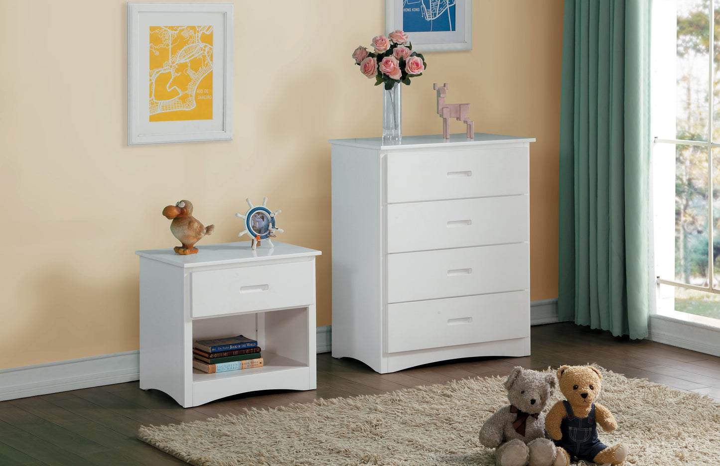 Model B2053w White Night Table,Chest,Dresser,Mirror .Limited Toronto Stocks