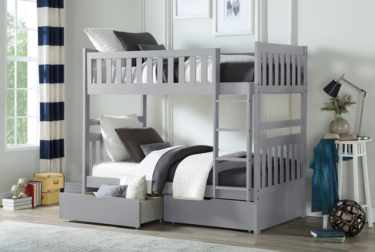 Model B2063 Twin/Twin Bunk Bed with Drawers/Trundle option . Toronto stock