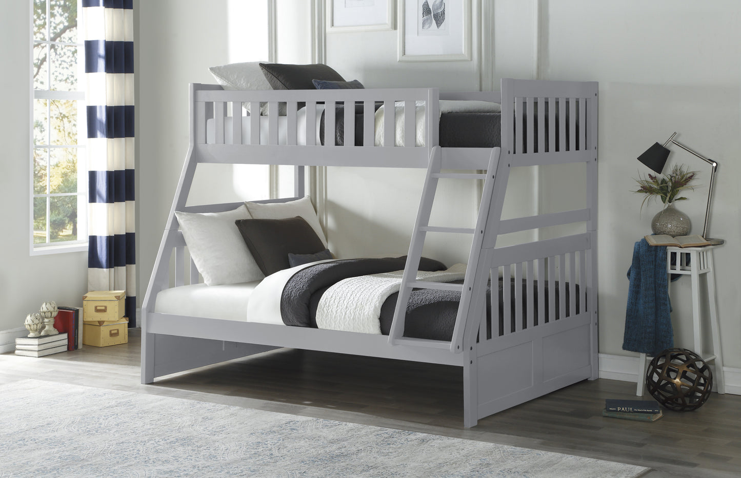 Model B2063TF Twin/Full Bunk Bed with Drawers/Trundle options . Toronto stock