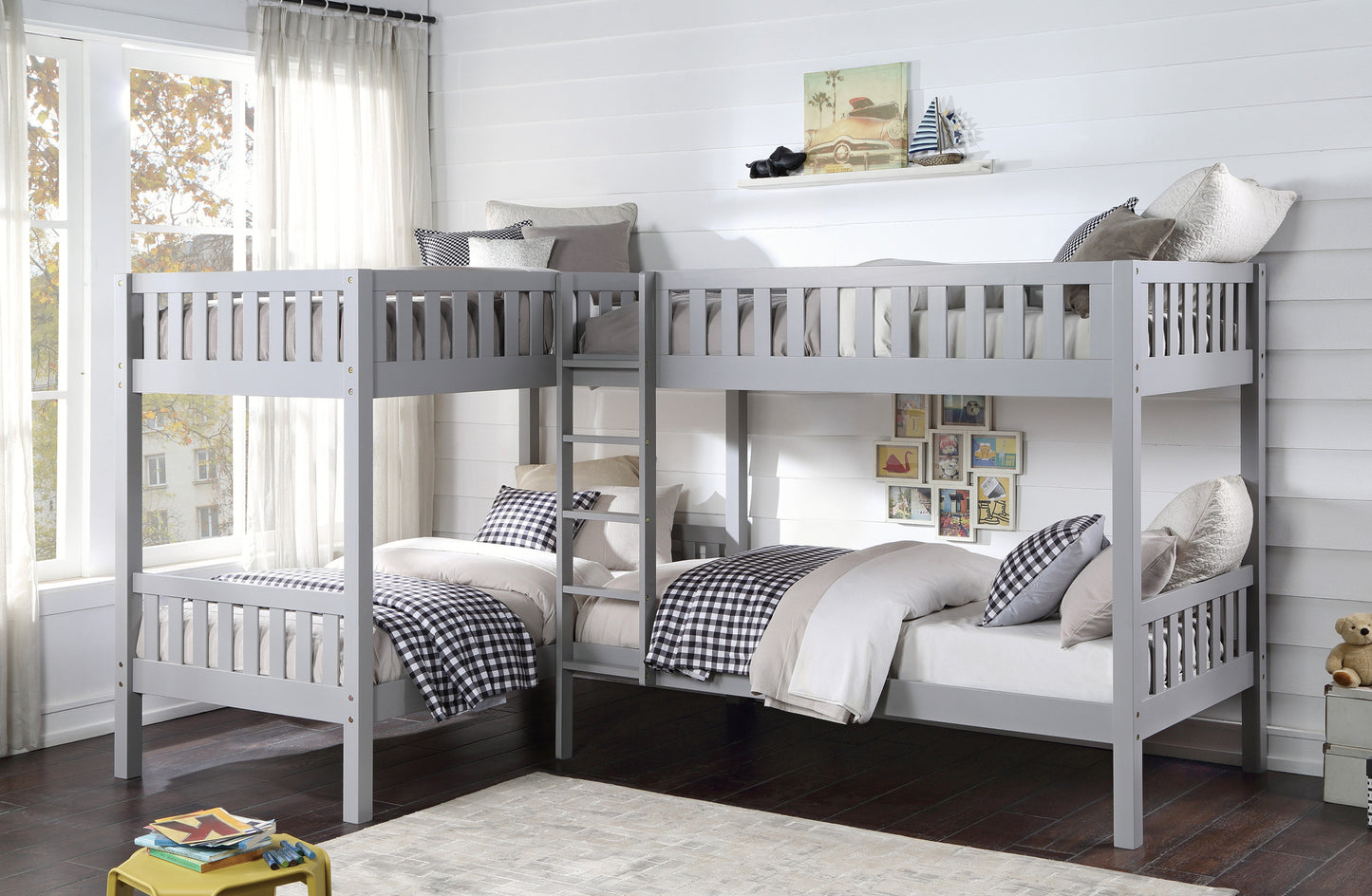 Model B2063CN Corner Bunk Bed with Drawers/Trundle options . Toronto stock