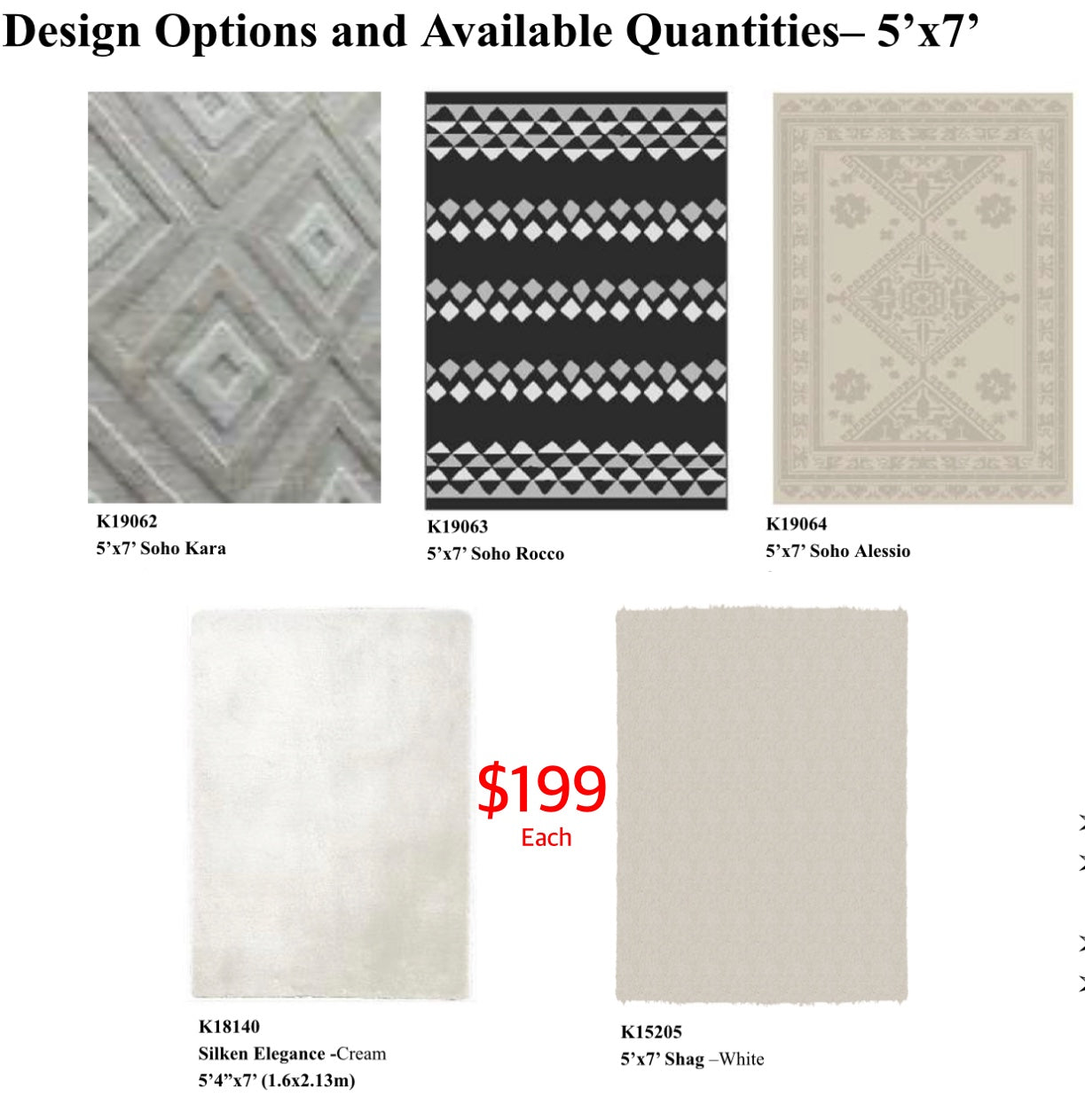 Regular Indoor Rugs. Limited Toronto Stocks