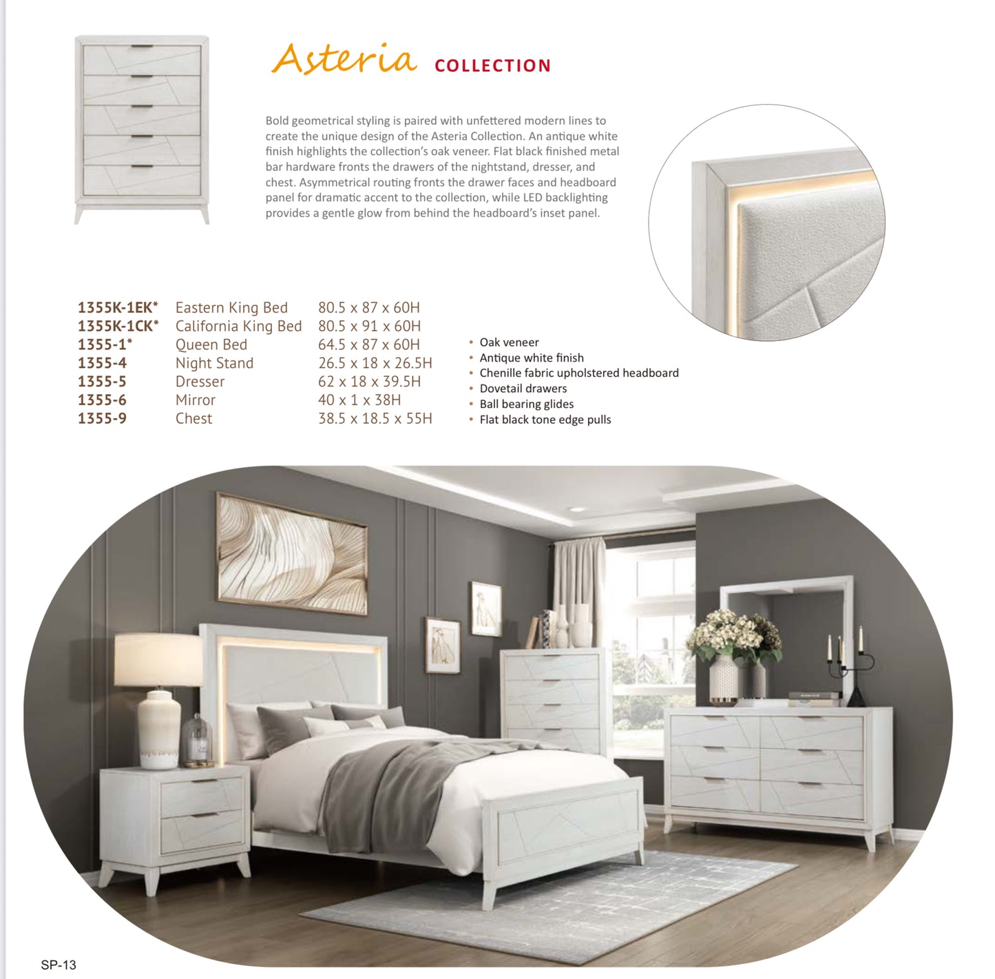 Model 1355 Queen/King Bed only California Stocks 6-8 weeks