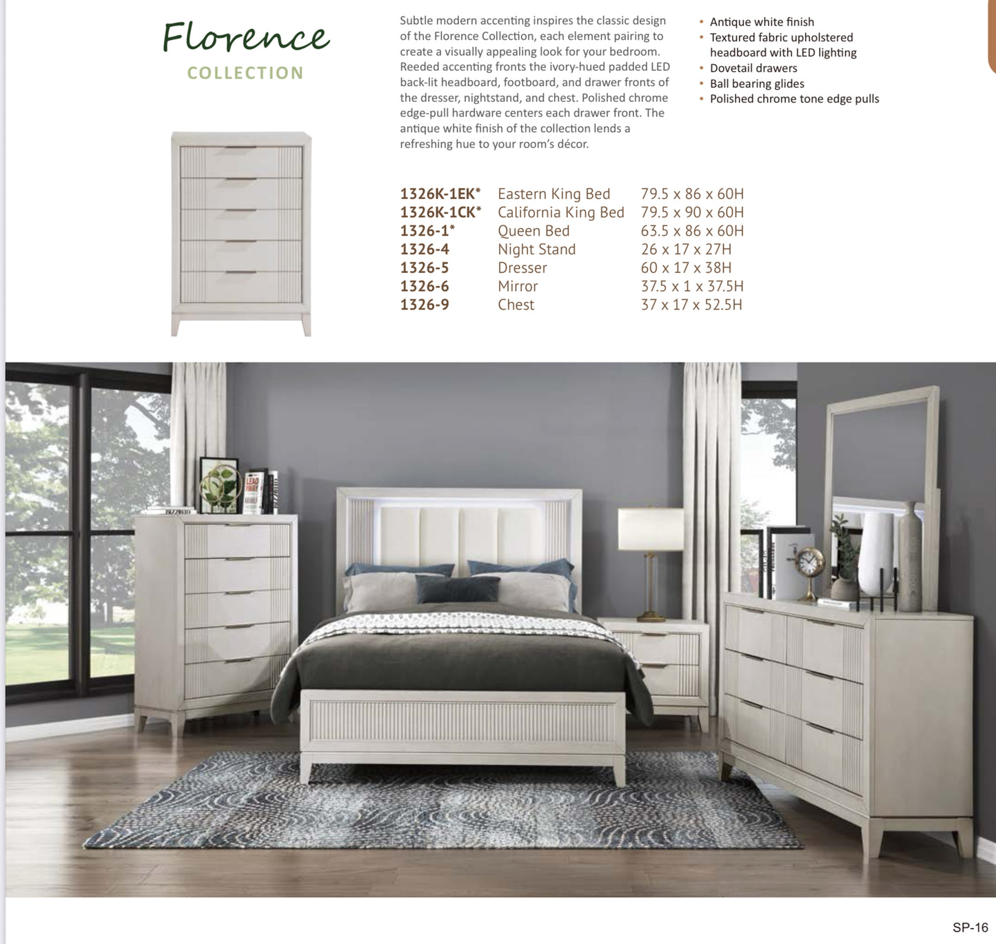 Ensemble de chambre à coucher California Stocks, modèle 1326