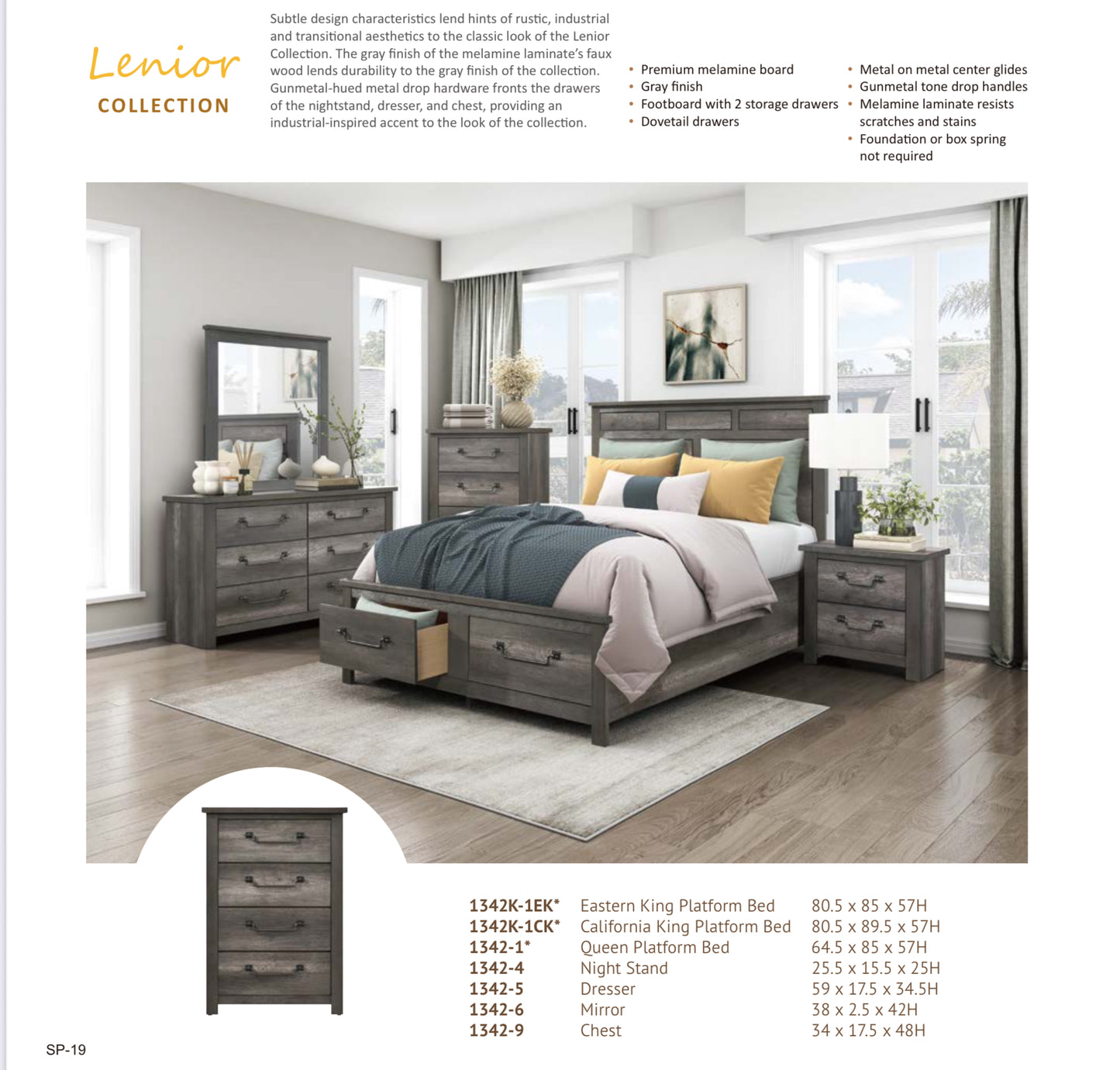 Model 1342 California/Toronto Stocks Bedroom Set