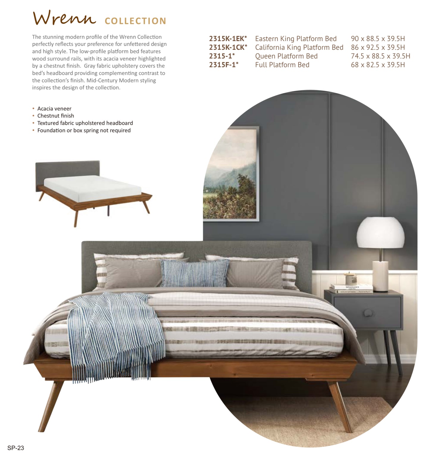 Model 2315 Queen/King/Full Size Bed California Stocks