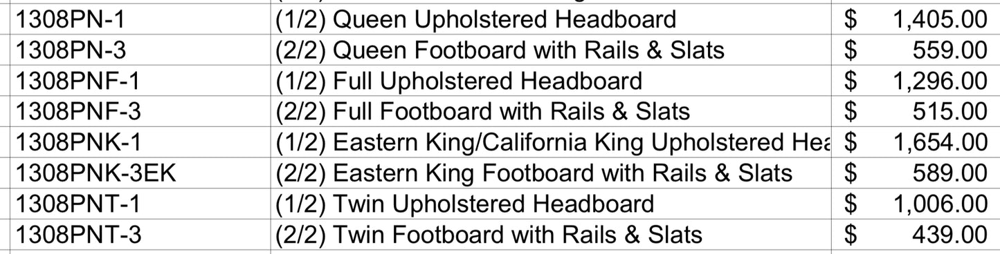 Model 1308PN Queen/King/Full/Twin Size Bed California Stocks