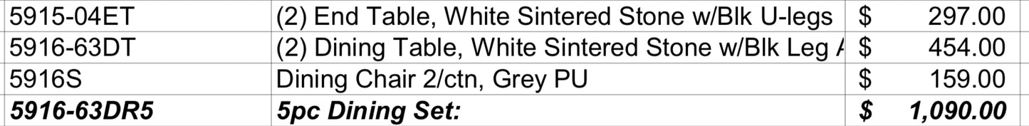 Model 5916 Sintered Stone Modern Dining Set TORONTO/California Stocks