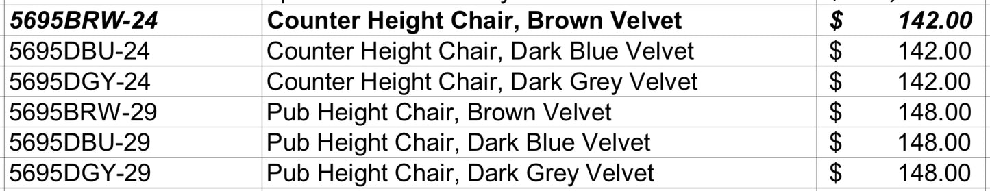 Model 5695-24/29 Counter/Pub Height Chairs TORONTO/California Stocks
