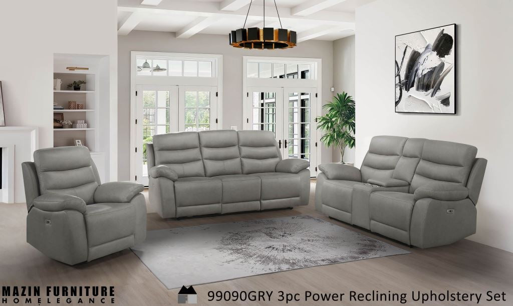NEW arrival Electric Powered MICROFIBER fabric Recliner Model 99090GRY