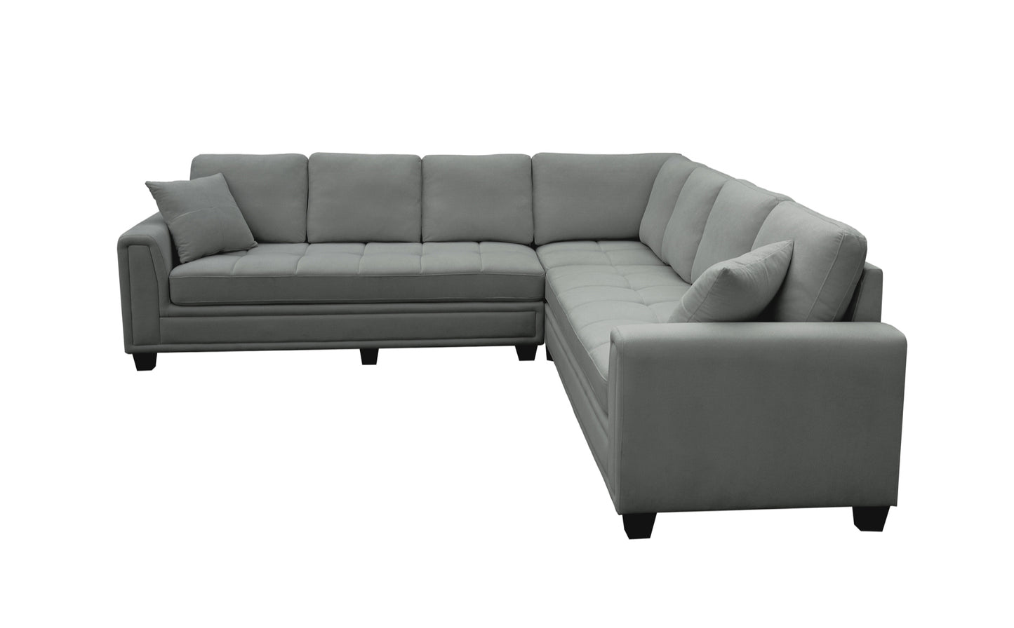 NEW arrival Model 99089GYSS 3-piece Corner Sectional with 2 Pillows, Grey Chenille