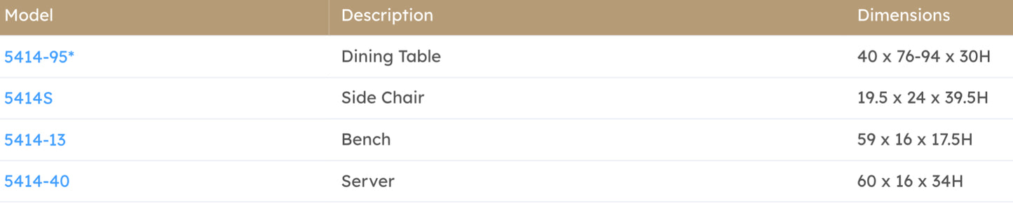 Model 5414 Dining Set California Stocks