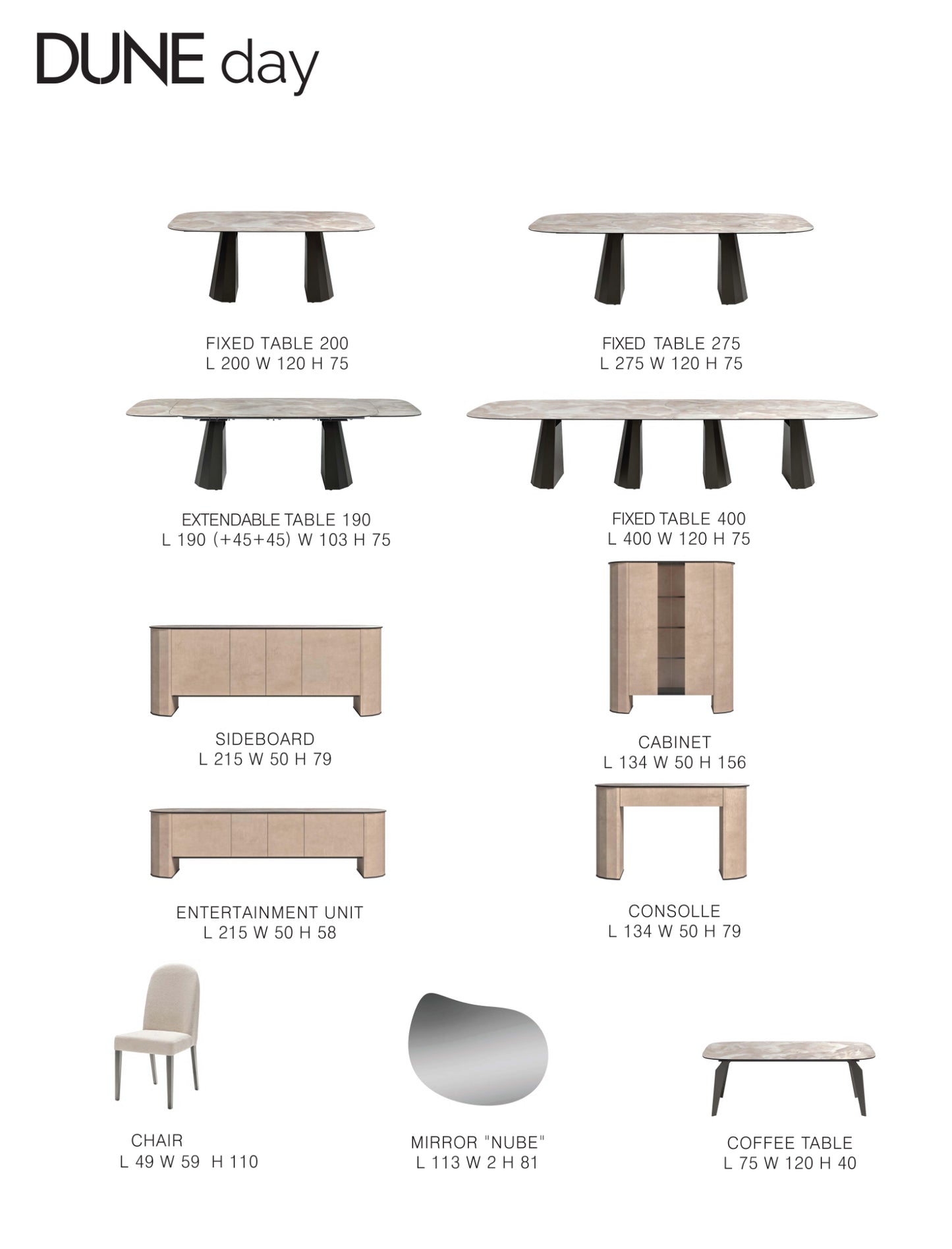 Model Dune Italian Dining Set SPECIAL ORDERS ONLY