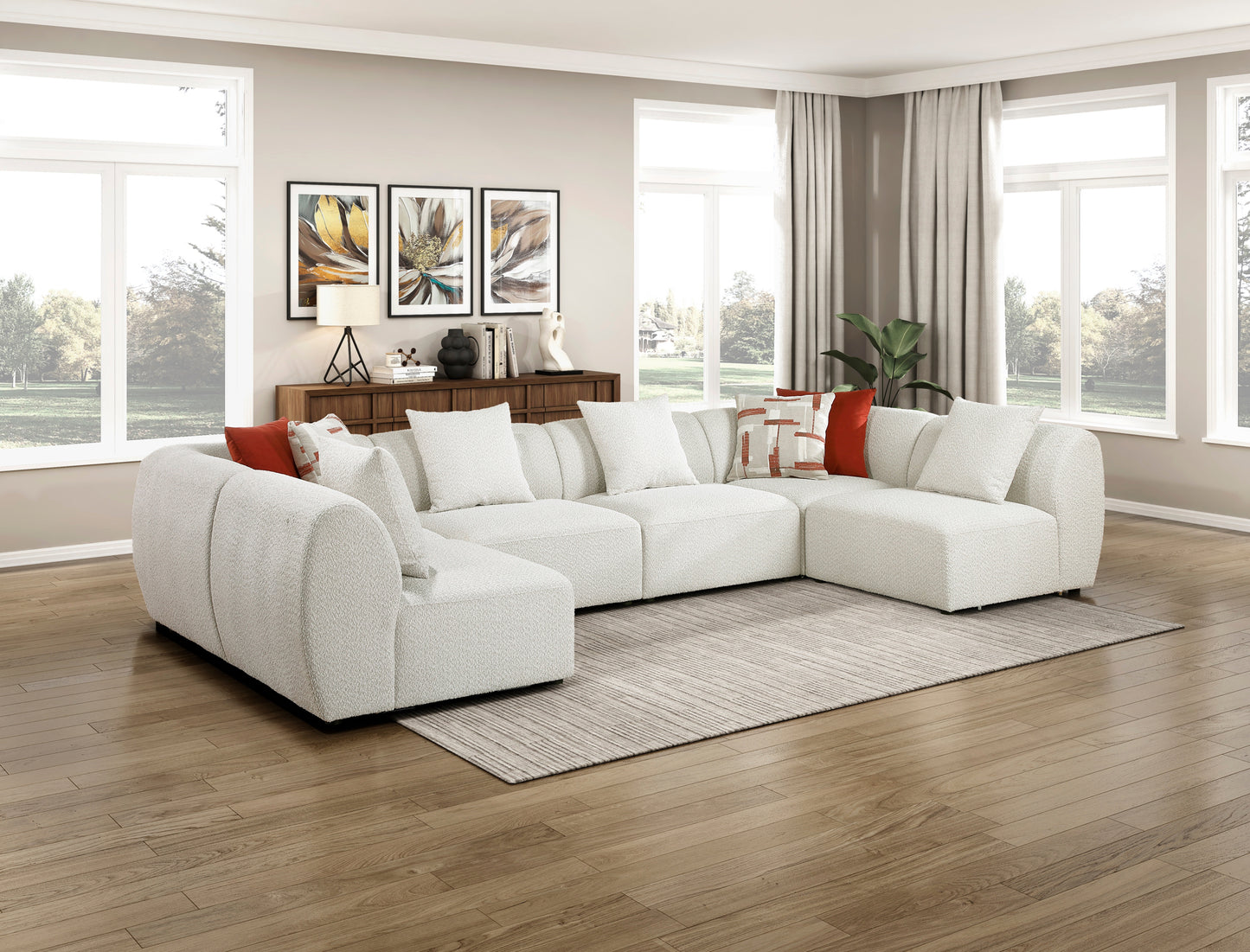 Model 9669CN 2 CR+4 AC Fabric Modular Sectional Sofa California Stocks