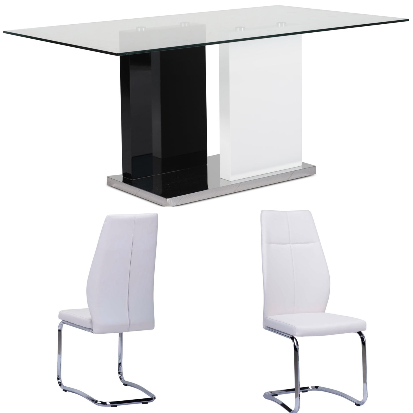 Glass top Dining Set Model 6848/738s1 white/grey chairs Toronto Stocks