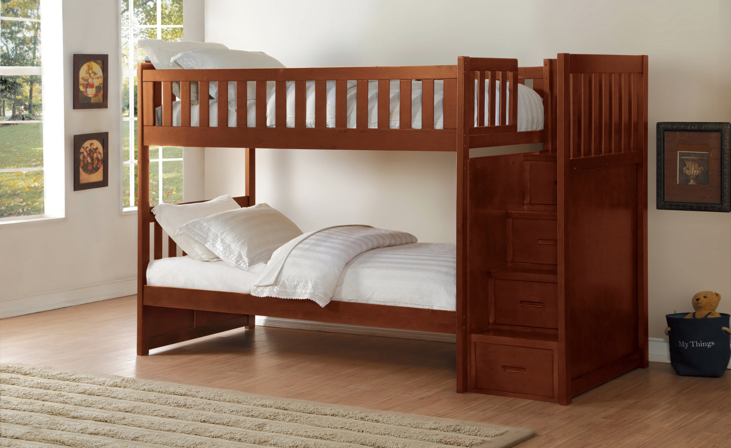 Model B2013SB Step Bunk Bed with Drawers/Trundle options . California/Toronto stock