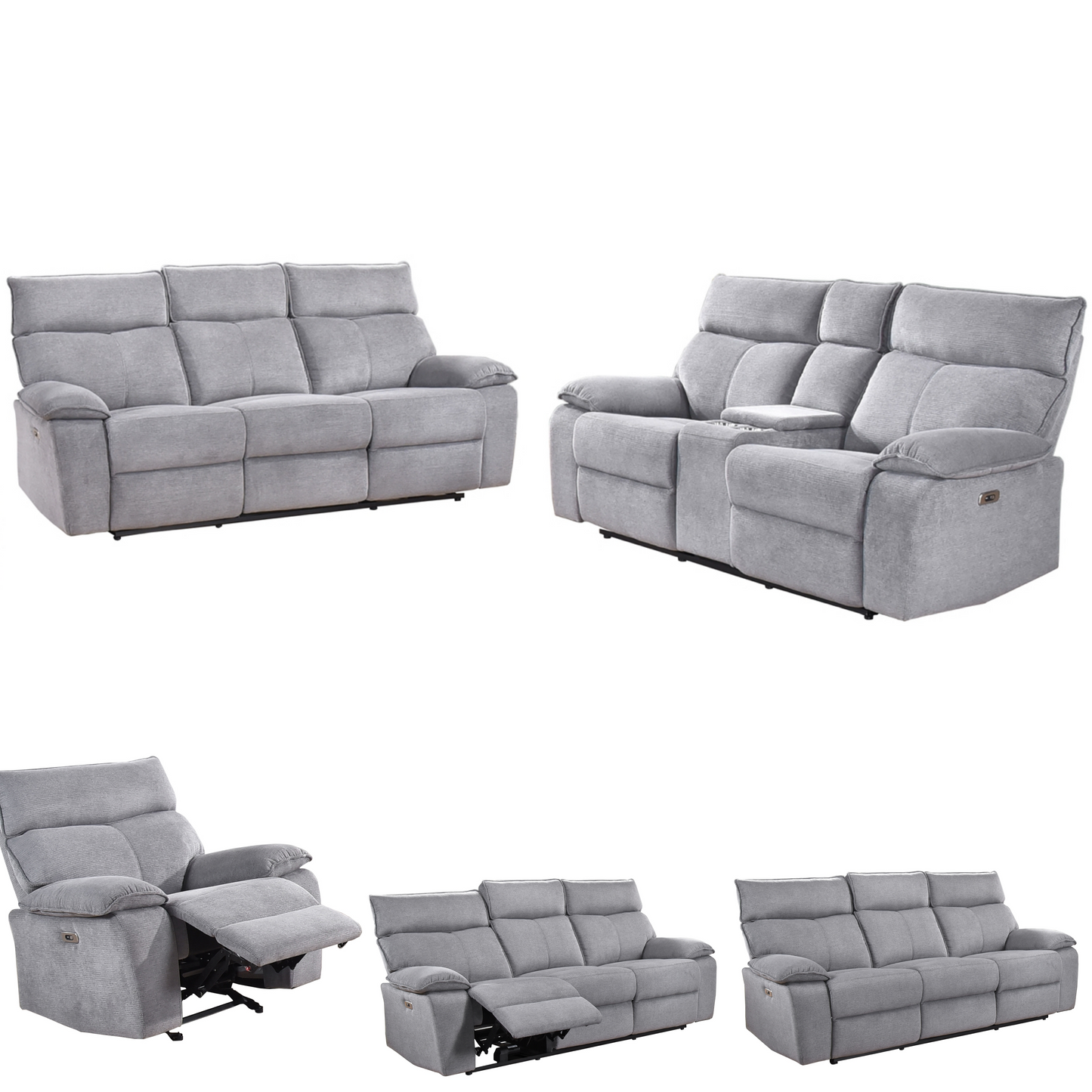 Electric Powered Recliner Sofa Set 99077P-GRY