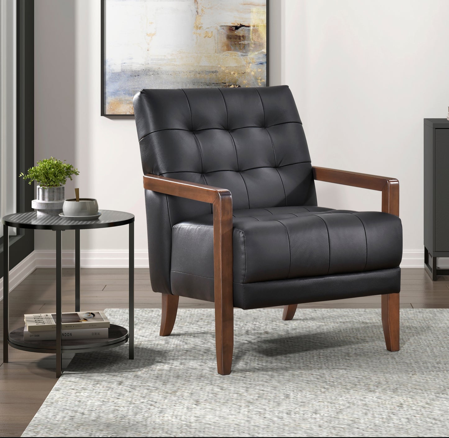 Contemporary Leather Accent Chair 1010BLK-1 Toronto Stock Item