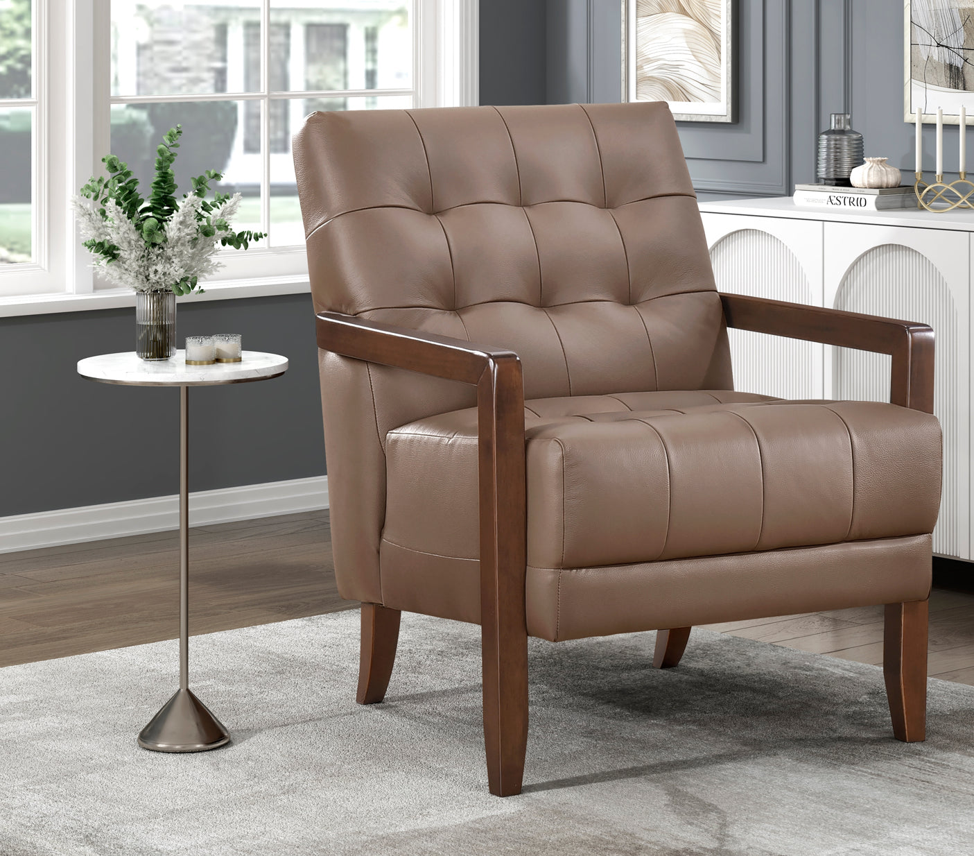 Contemporary Leather Accent Chair 1010BRW-1 Toronto Stock Item