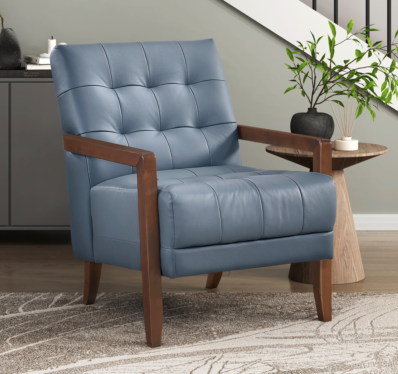 Contemporary Leather Accent Chair 1010BUE-1 Toronto Stock Item