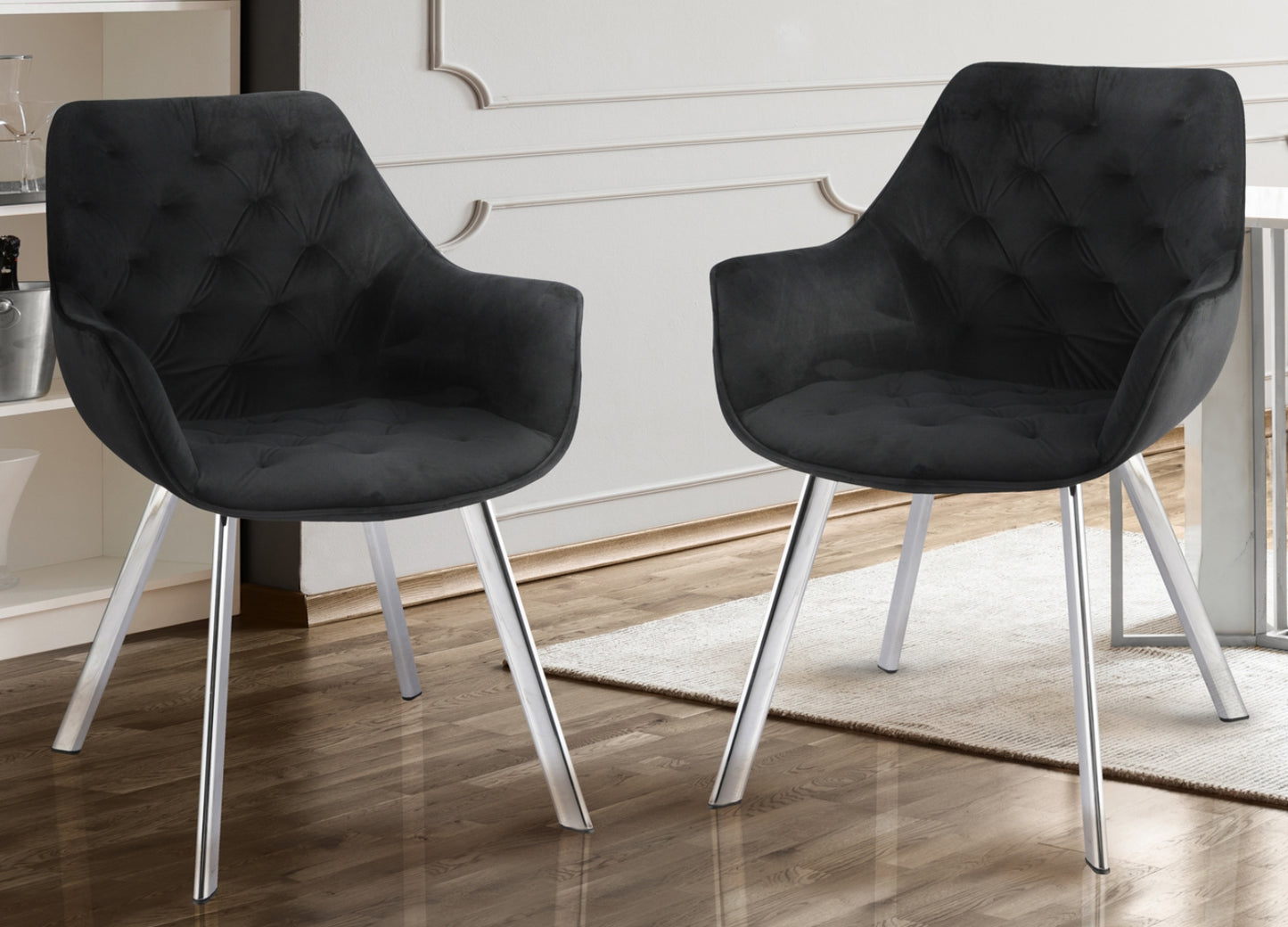 Modern Velvet Dining Chair 1322 Black with Gold/Chrome Legs Limited Stocks Toronto