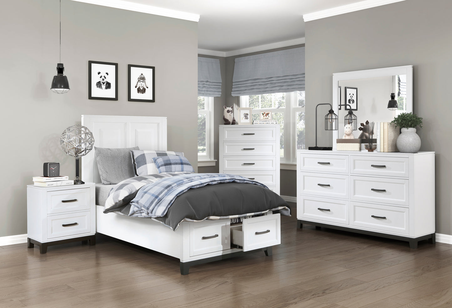 Children / Kids/ Youth White Storage Bedroom Set 1450WHT Toronto Stock