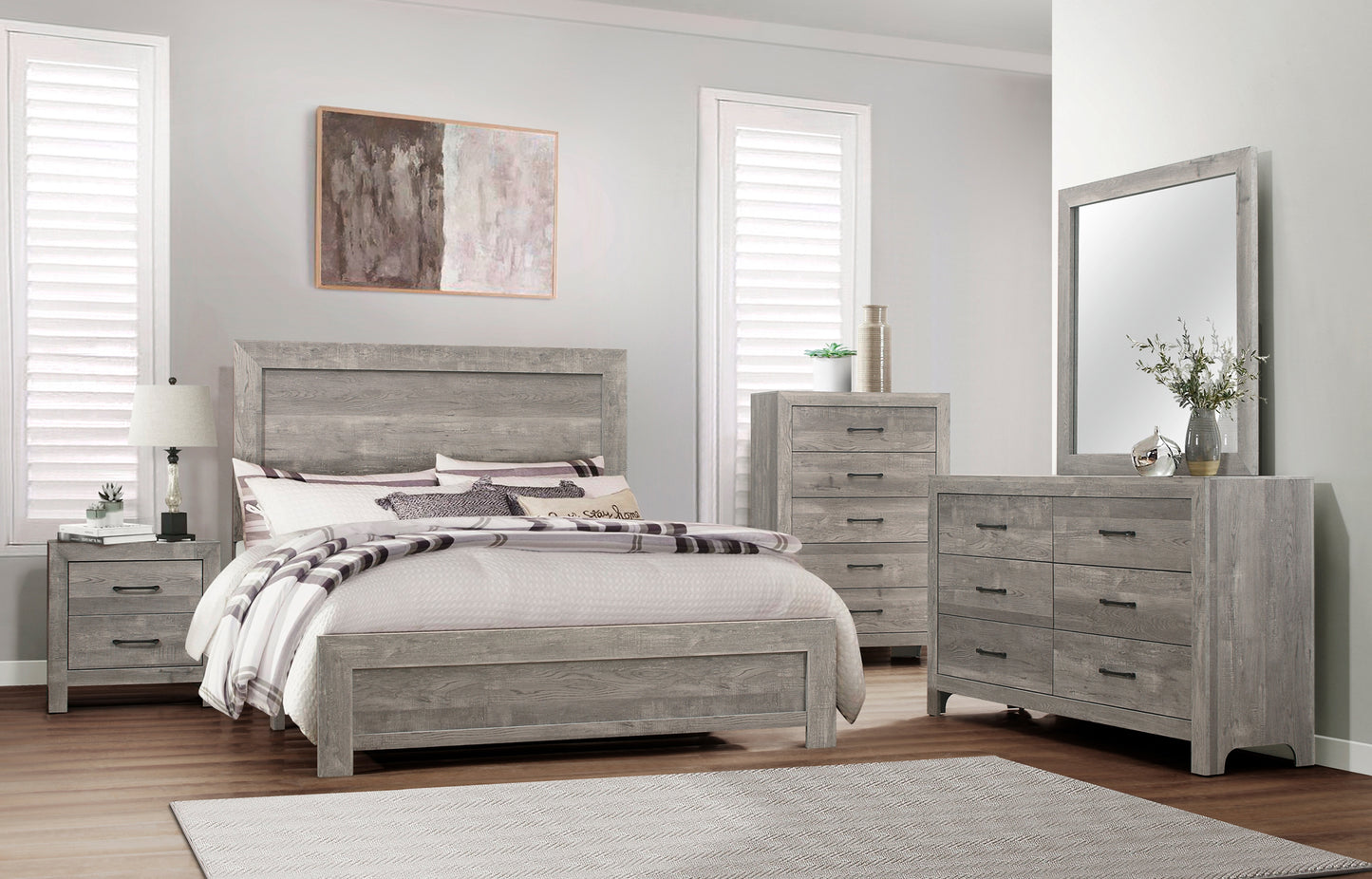 Rustic Style Bedroom Set White Queen/King/Full/Twin 1534GY Limited Stocks Toronto