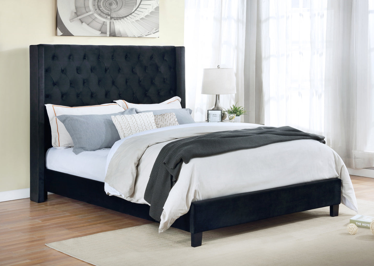 Classic Design Winged Upholstered Queen/King Bed 1992BK Limited Stocks Toronto