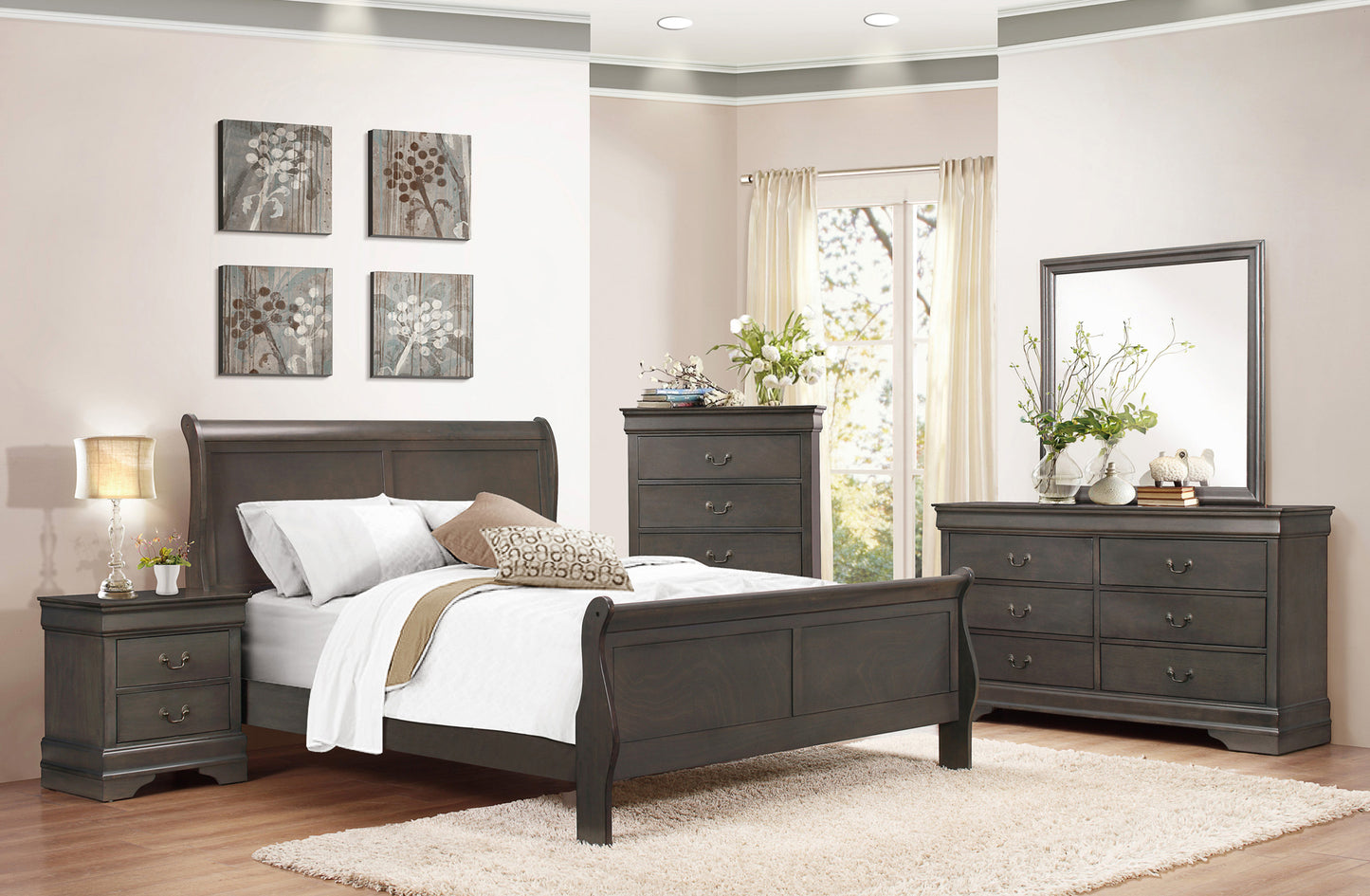 Children/Adult Sleigh Twin/Full/Queen/King Beds & Sets 2147BK California Stocks