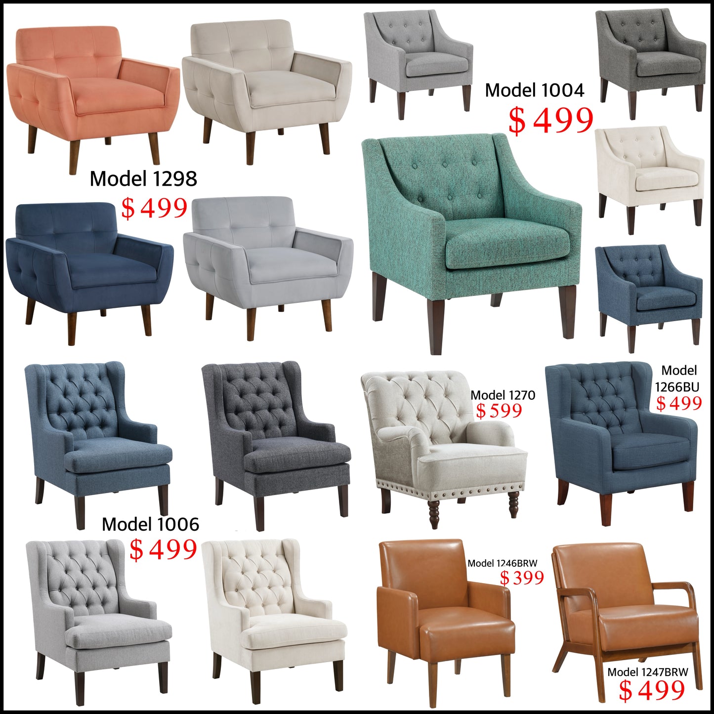 Fauteuil d'appoint contemporain en similicuir 1011DGY-1 - Article en stock à Toronto