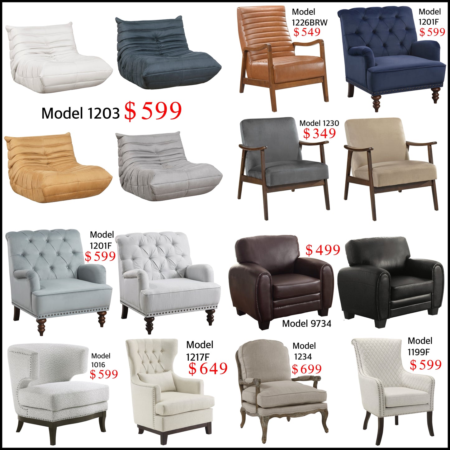 Fauteuil d'appoint contemporain en similicuir 1011DGY-1 - Article en stock à Toronto