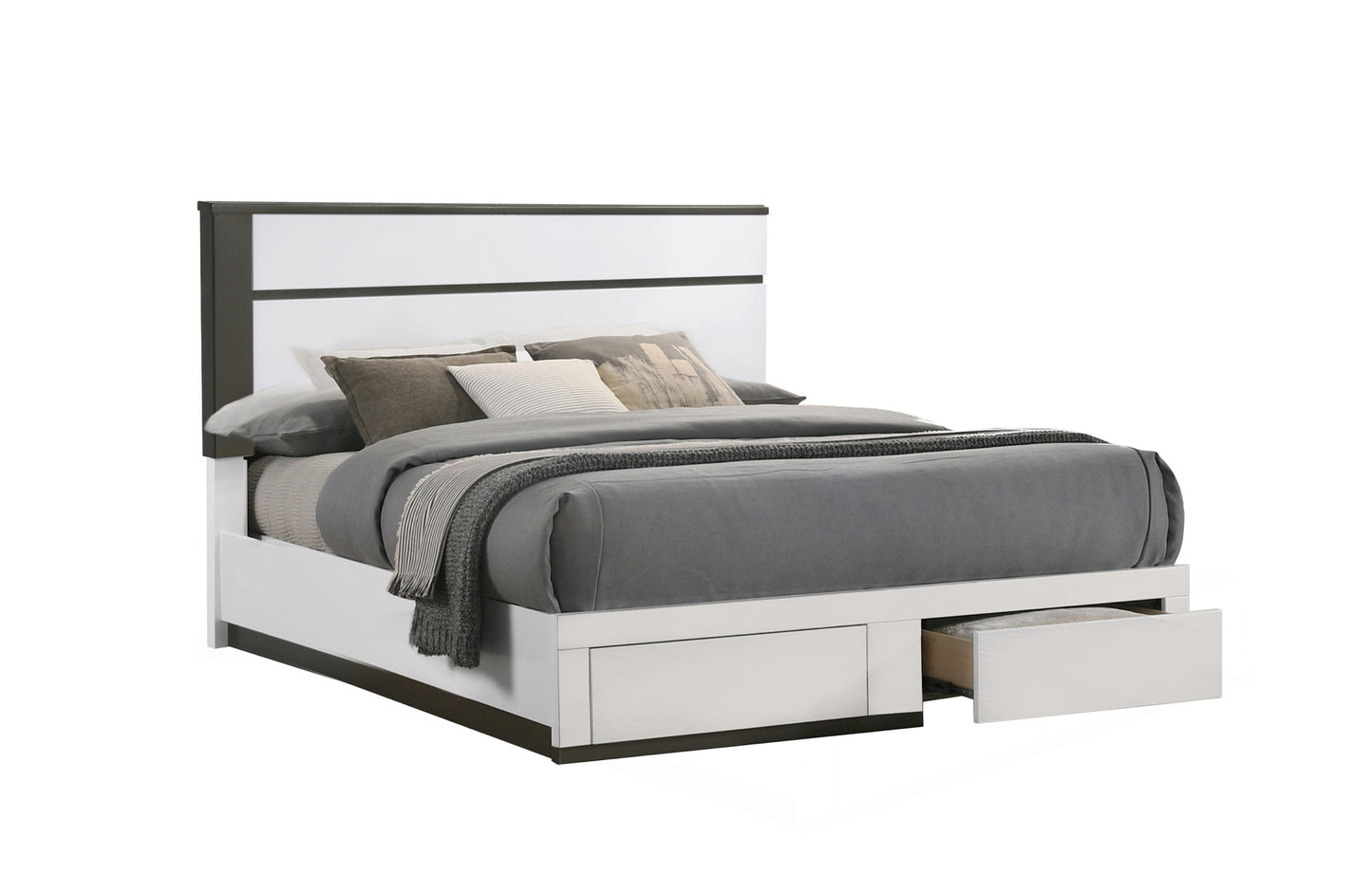 White Modern Queen Storage Bed, Dresser Mirror, Chest 2260W Limited Stocks Toronto
