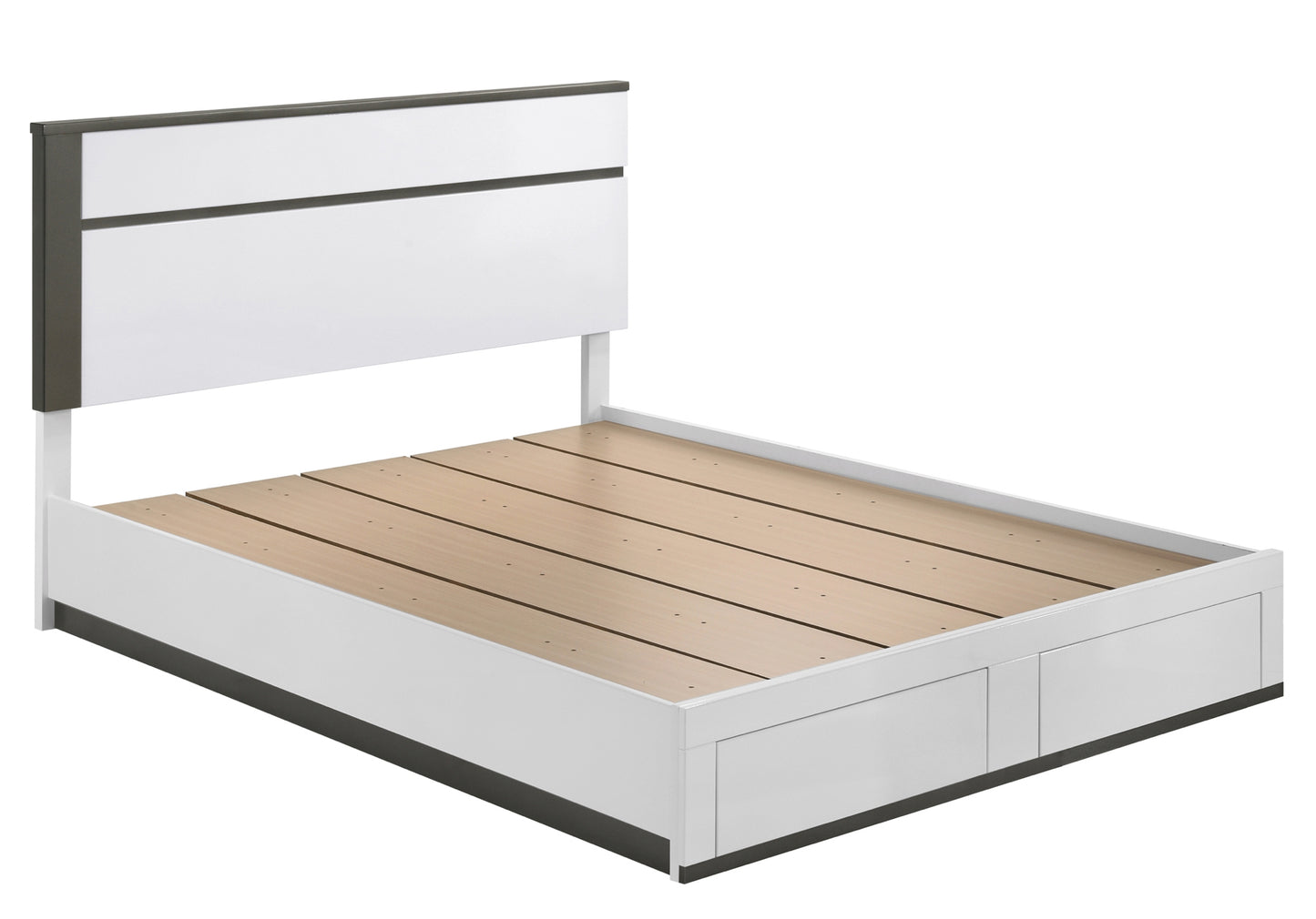White Modern Queen Storage Bed, Dresser Mirror, Chest 2260W Limited Stocks Toronto