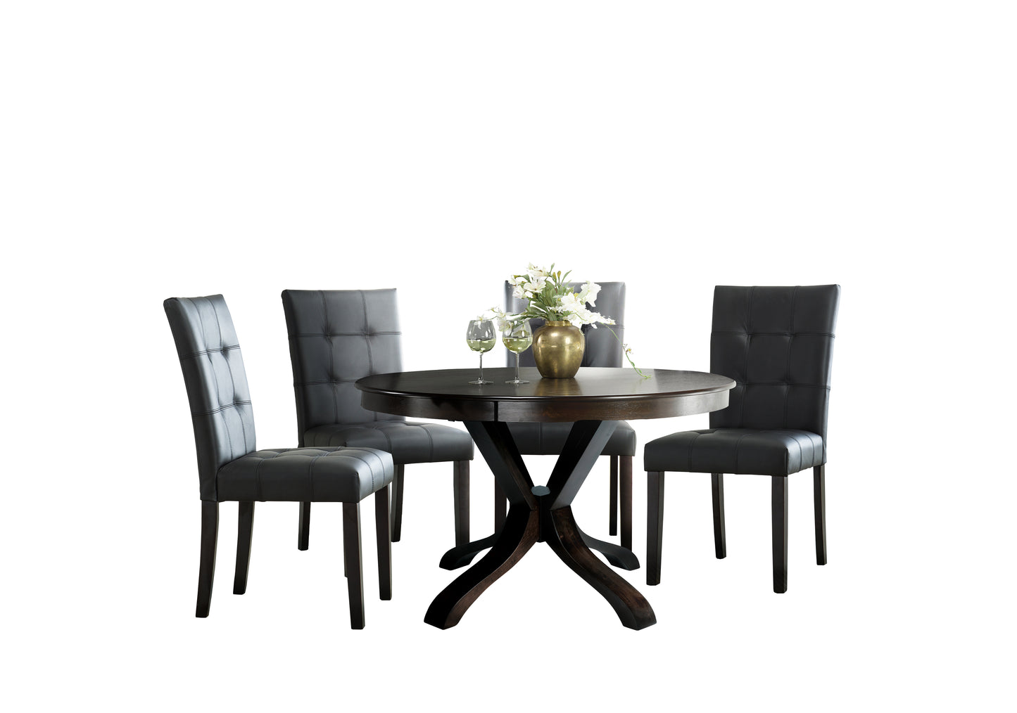 Round Wooden Dining Set with Leather Chairs 2621/4180S Limited Stocks Toronto