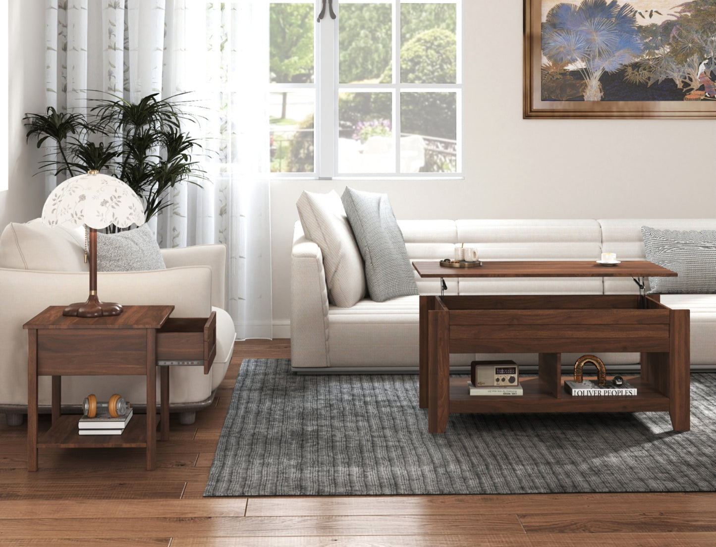 Lift-Top Coffee Table & End Table, Brown Walnut 3500BR-21 Limited Stocks Toronto