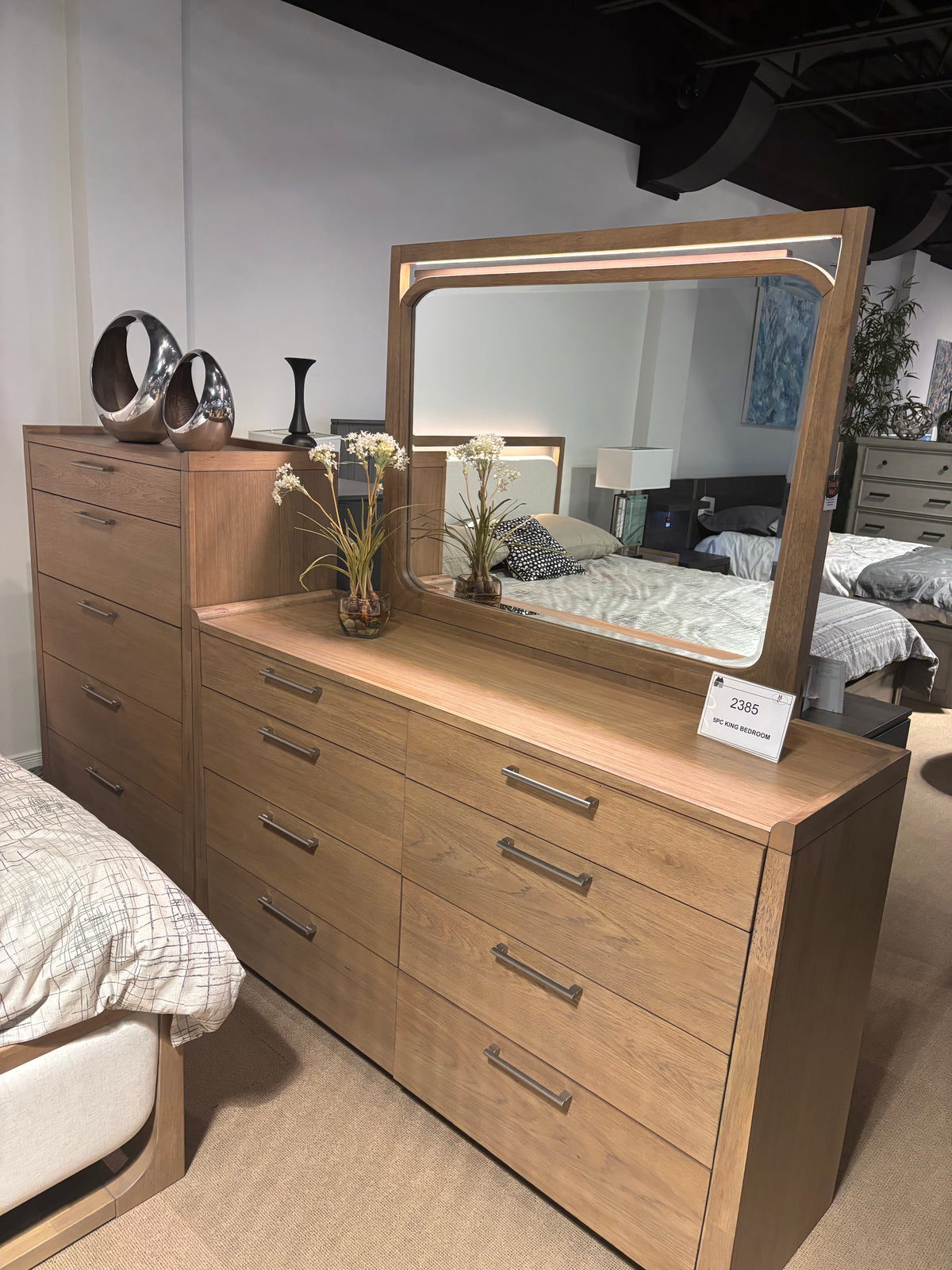 Model 2385 bedroom set upholstered headboard with wood frame