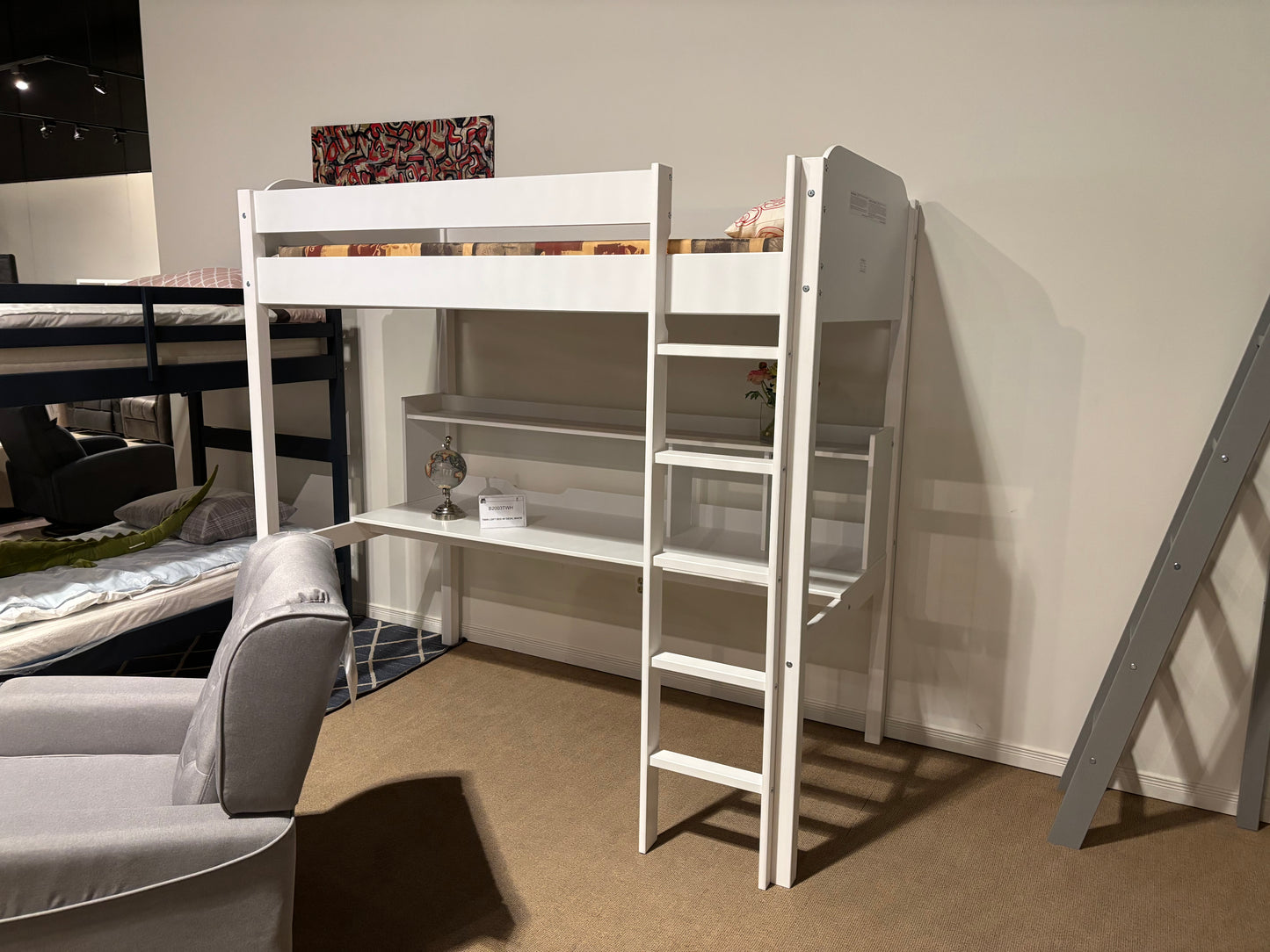 Show Deal Bunk Bed Model B2003TWH. Twin loft bunk bed white
