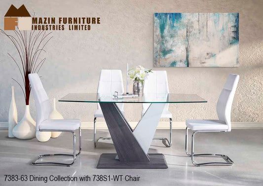 Show Deal  CLR Dining Set Model  7383/738s1 White Chairs 5pc/7pc Deal