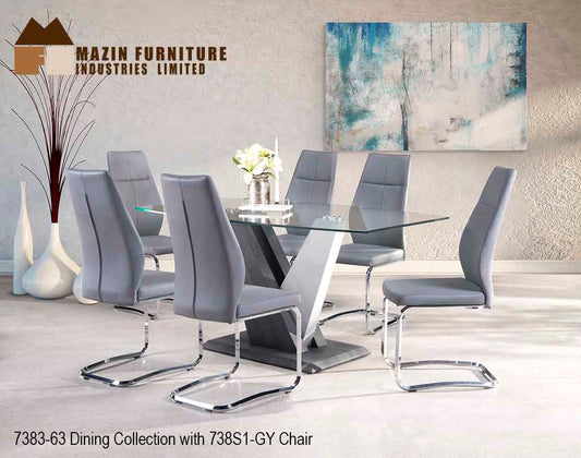 Show Deal  CLR Dining Set Model  7383/738s1 Grey Chairs 5pc/7pc Deal